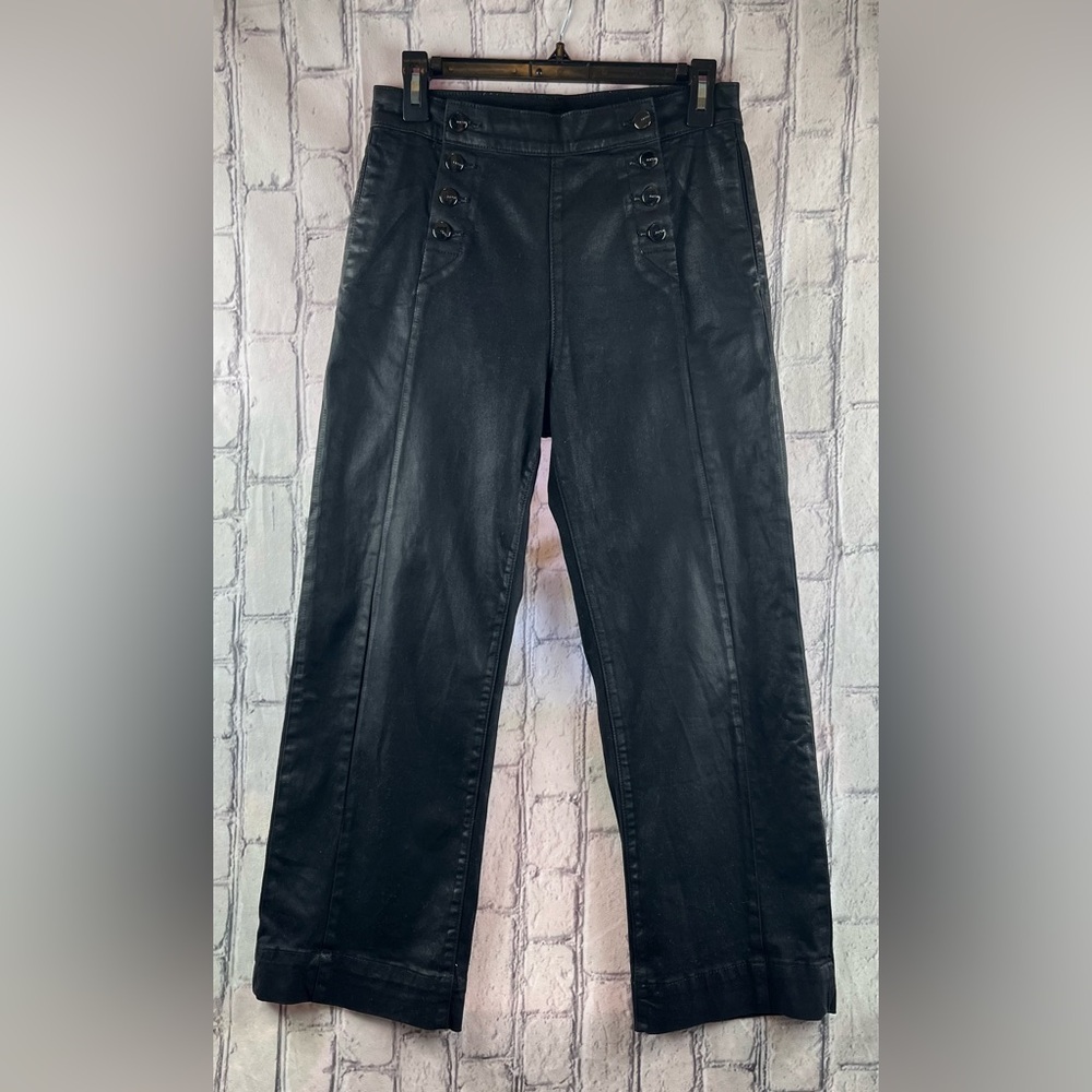 Joe’s Size:27 Women Jeans Black  The Savannah Wide Leg Coated  Crop Pockets